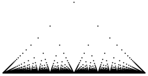 Bild des Graphens der modifizierten Dirichlet-Funktion auf dem Intervall (0,1).